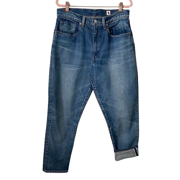 Levis Jeans Womens Size 30 Blue Selvedge Denim Made In Japan High Rise Boyfriend - Picture 1 of 13
